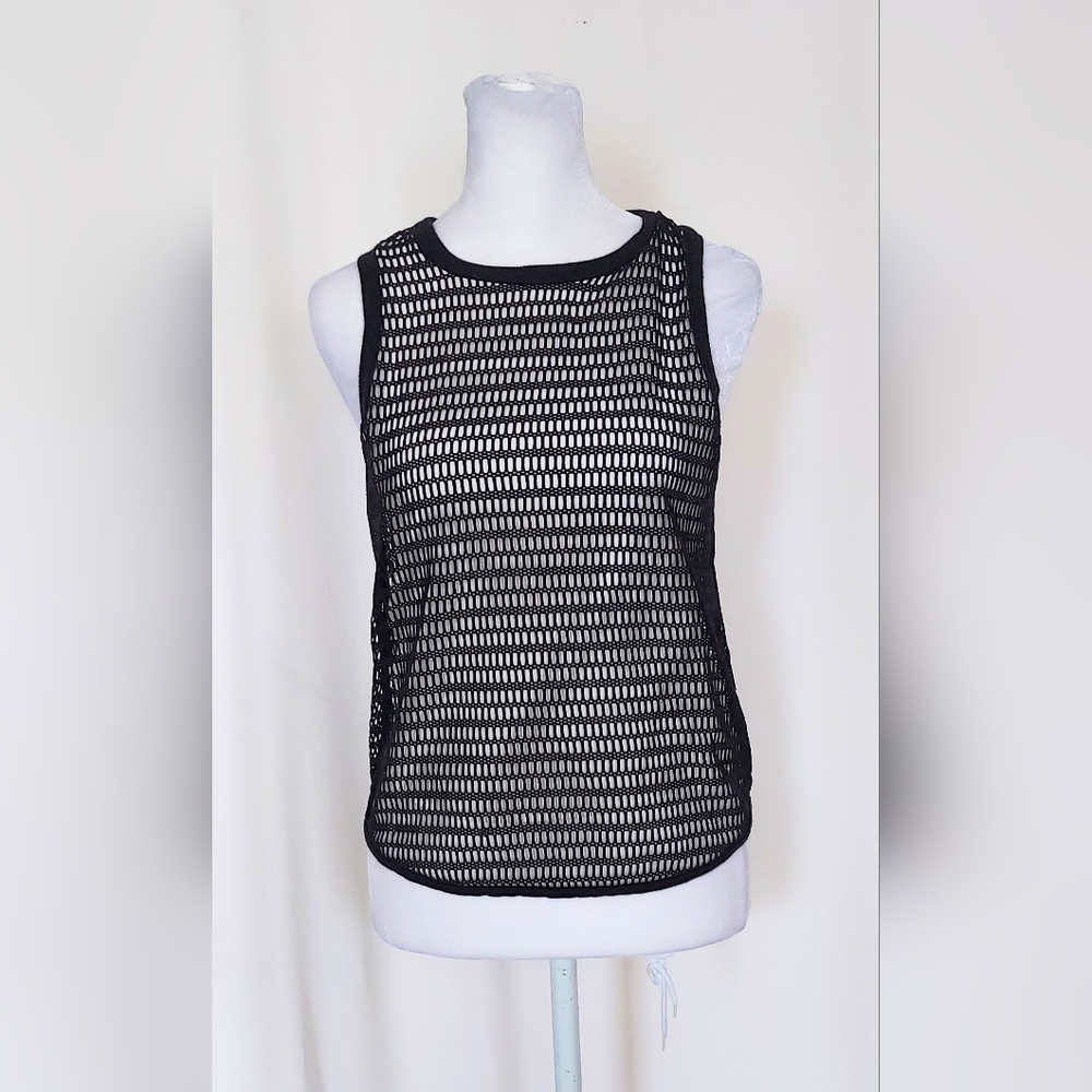 Willow & Clay Sleeveless Mesh Top Black White Size XS
